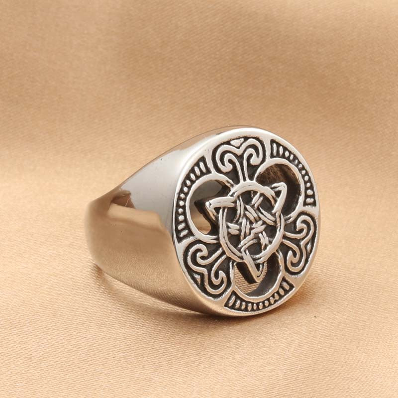 Titanium Steel Viking Ring for Men - Engraved Retro Accessory Directly from Manufacturer