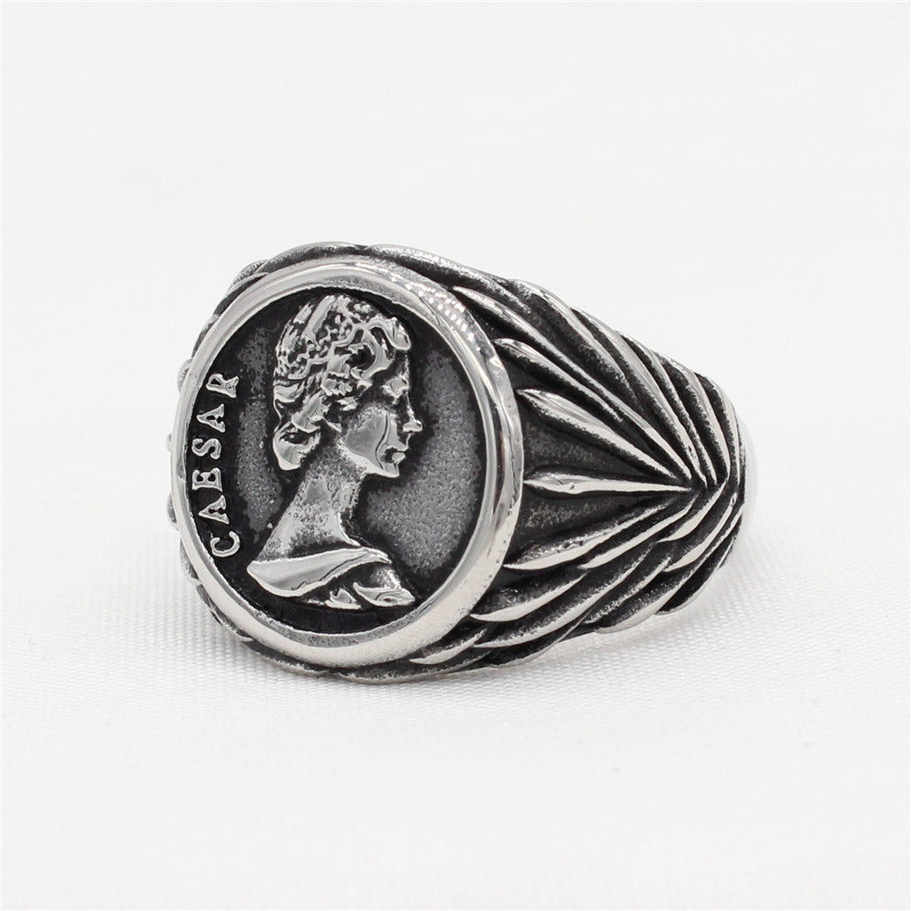 Personalized Retro David Head Titanium Steel Ring for Men - European and American Style