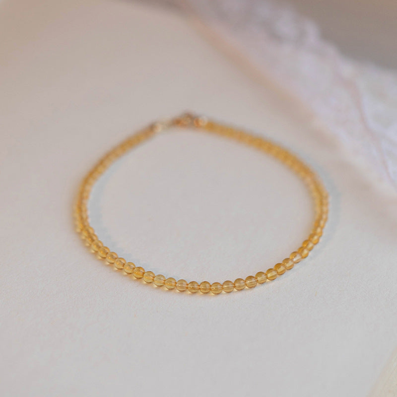 Lucky Gold Bead Natural Stone Bracelet with 14k Gold Plating