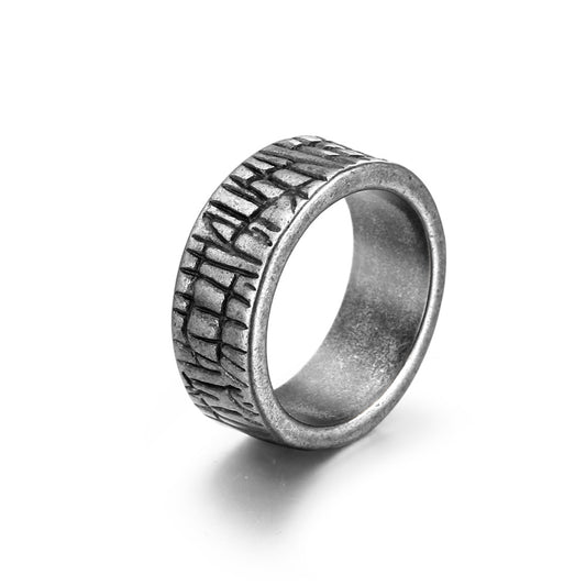 Titanium Steel Fashion Ring for Men and Couples - Temperament Tail Design in White Bronze