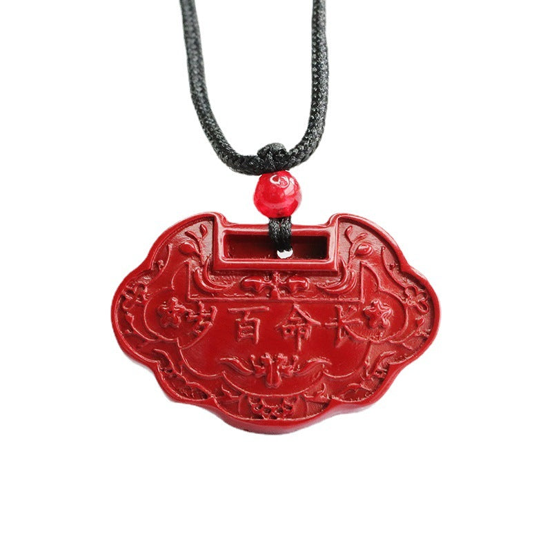 Elegant Vermilion Sand Purple Gold Ruyi Lock Pendant