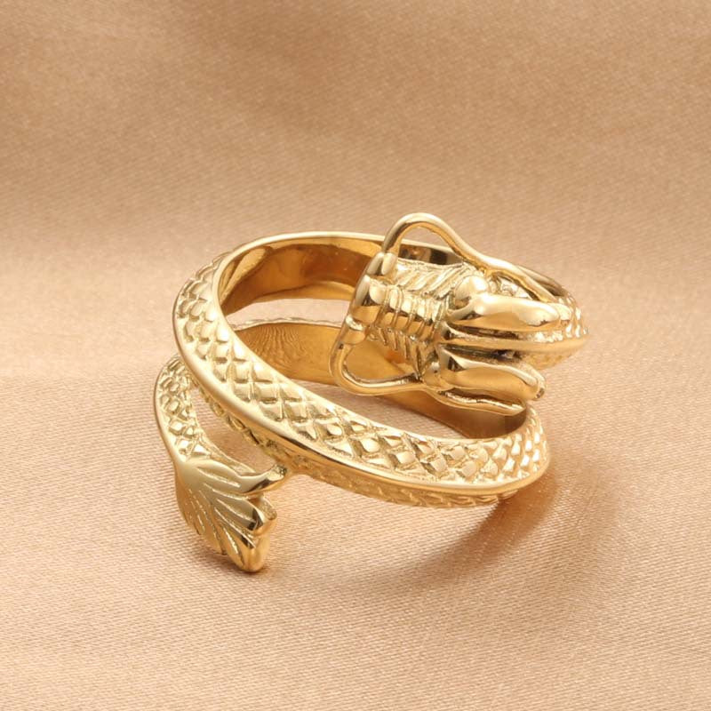 Titanium Steel Dragon Ring for Men - Retro Trendy Animal Accessory Direct from Manufacturer