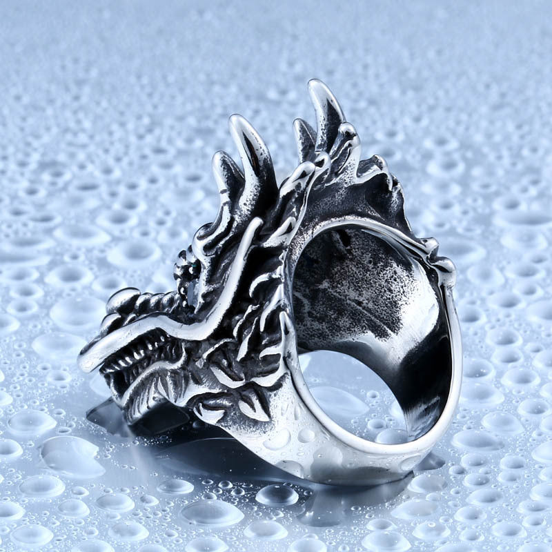 Titanium Steel Dragon Faucet Ring for Men - Bold and Stylish Wholesale Jewelry