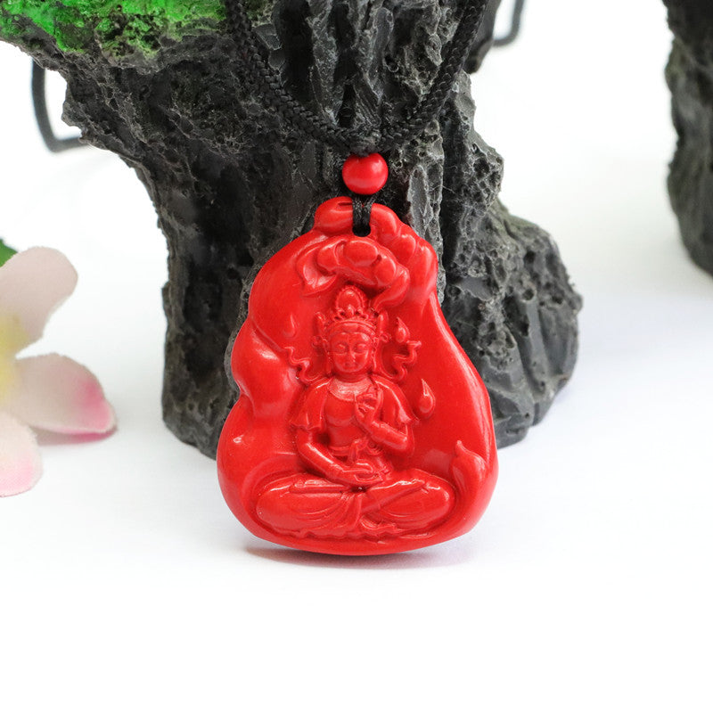 Cinnabar Pendant Red Sand Buddha Guanyin Pendant Jewelry