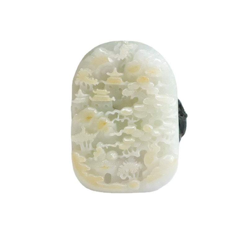 Fortune's Favor Yellow Jade Pendant with Intricate Hollow Carving