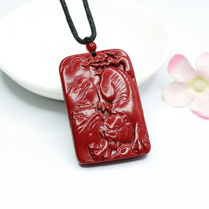 Cinnabar Pendant Carving Tiger Pendant