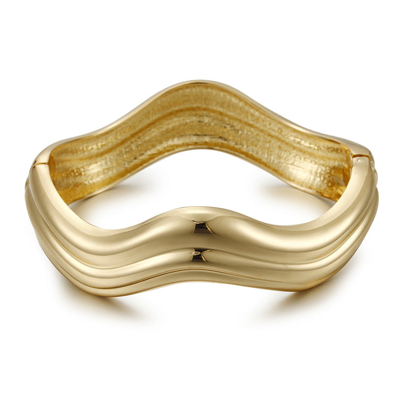 Wave Pattern Zinc Alloy Bracelet - Vienna Verve Collection