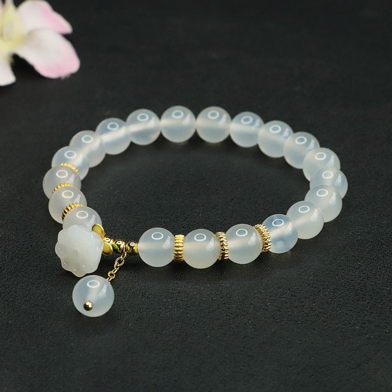 Lotus Slippery Agate and Chalcedony Sterling Silver Bracelet