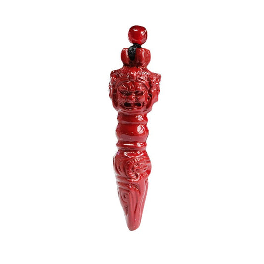 Fortune's Favor Cinnabar Pendant, Purple Gold Sand Pestle, Vajra Jewelry