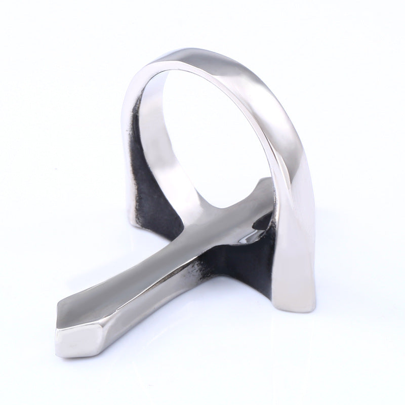 Vintage-Inspired Stainless Steel Men’s Epoxy Ring - Customizable European and American Style