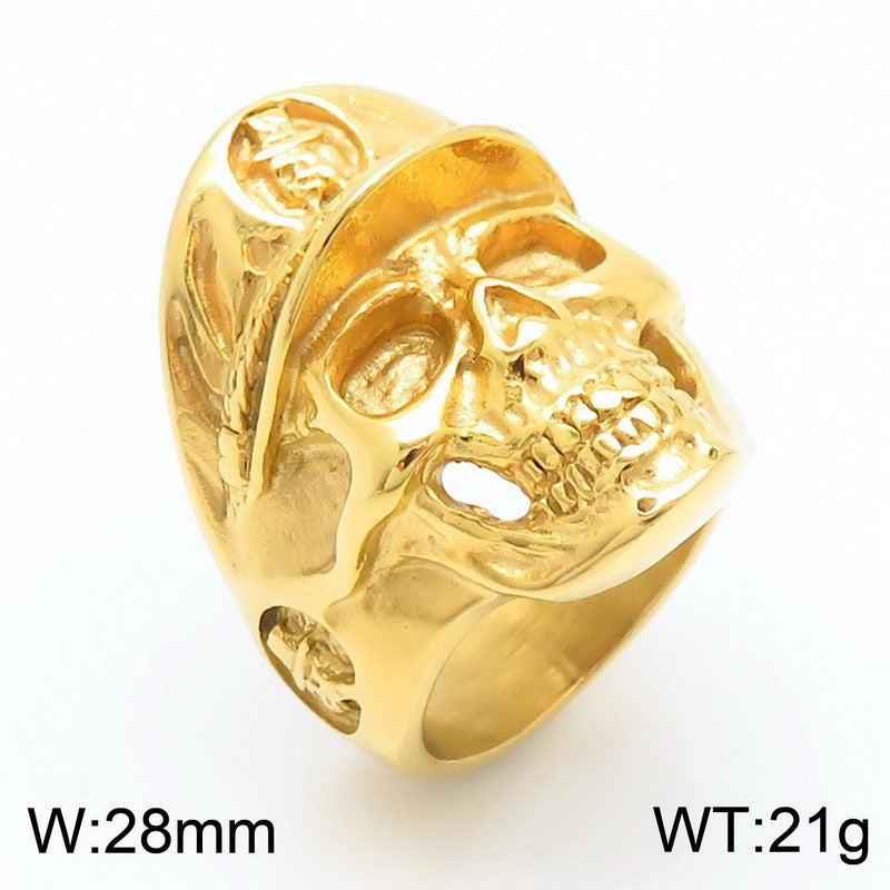 Punk Style Titanium Steel Skull Ring for Men - Retro Claw Design