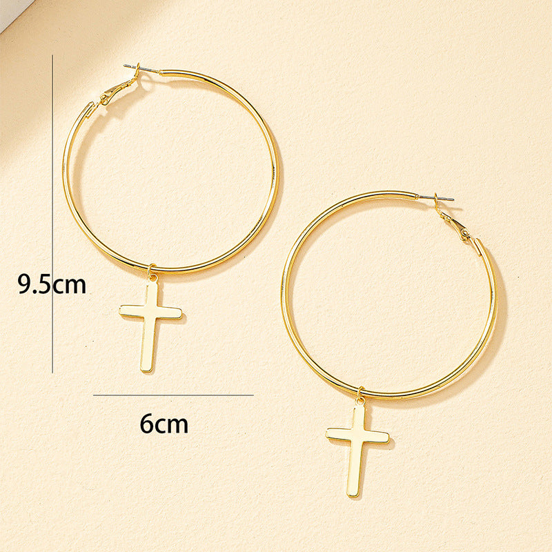 Exaggerated Circle Cross Earrings with Simple Tempting Design - Vienna Verve Collection