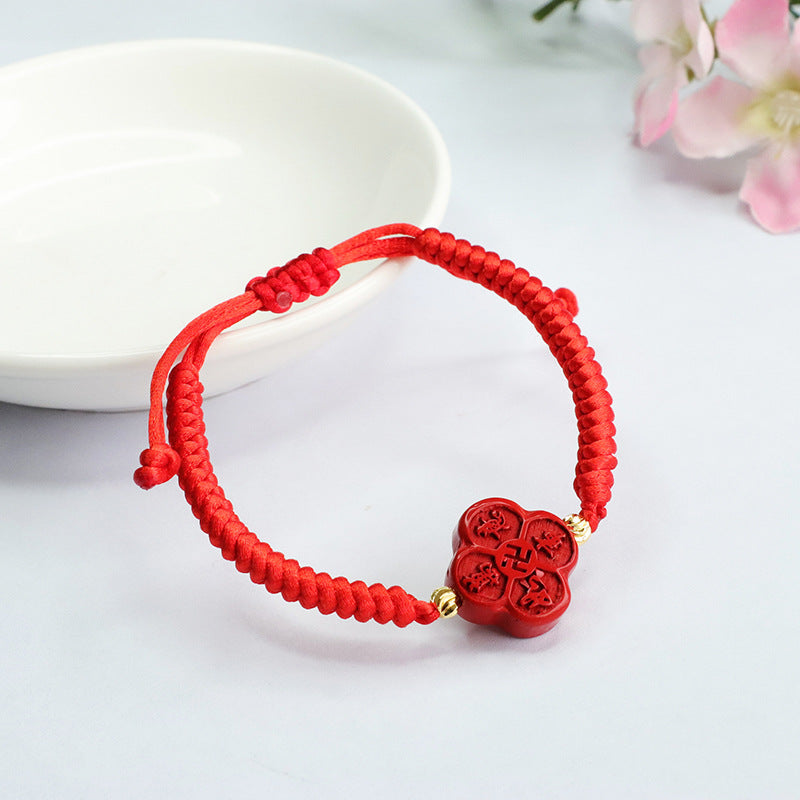 Red Sand Cinnabar Stone Sterling Silver Bracelet