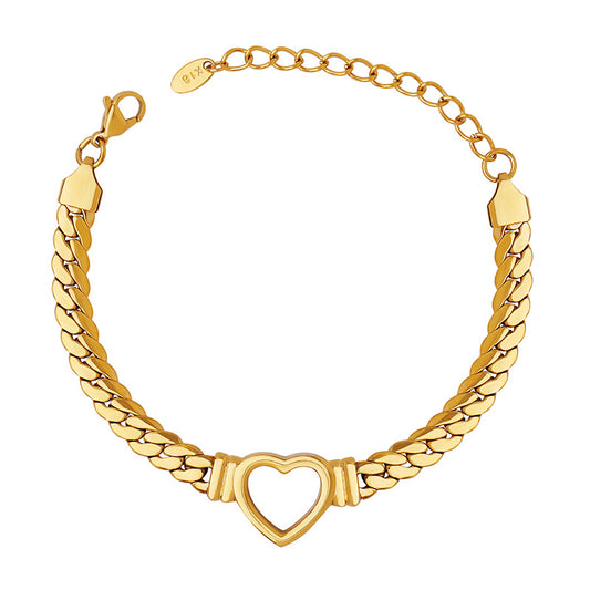 Golden Love Hollow Bracelet - Stylish Titanium Steel Hand Jewelry