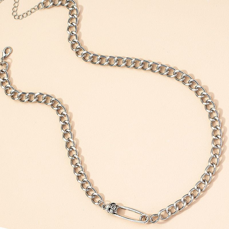 Crossbones Geometric Hip-Hop Necklace with Snake Chain