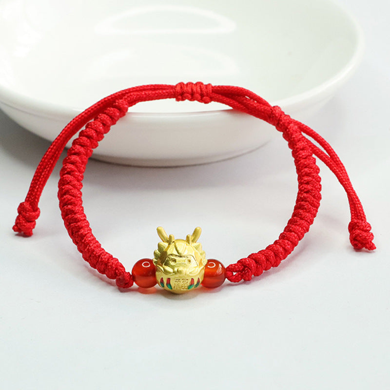 Dragon Fortune Red Agate Sterling Silver Bracelet