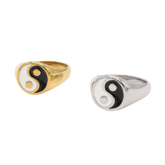 Yin and Yang Titanium Ring for Men and Women