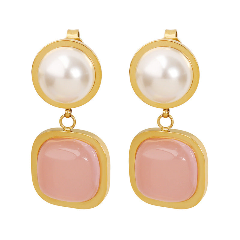 Pink Jade Earrings: Korean-Inspired Personalized Fashion Jewelry