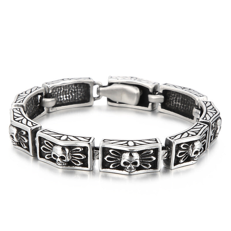 Punk Elegance: Retro Skull and Lion Head Men's Bracelet