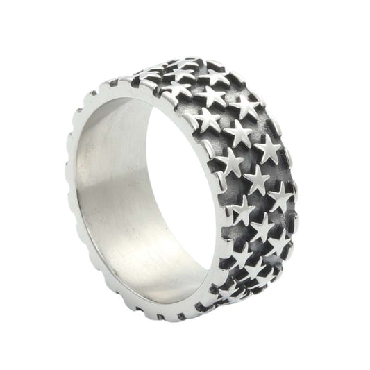 Titanium Steel Retro Pentagram Ring for Men - Trendy Full Circle Design Direct from Manufacturer