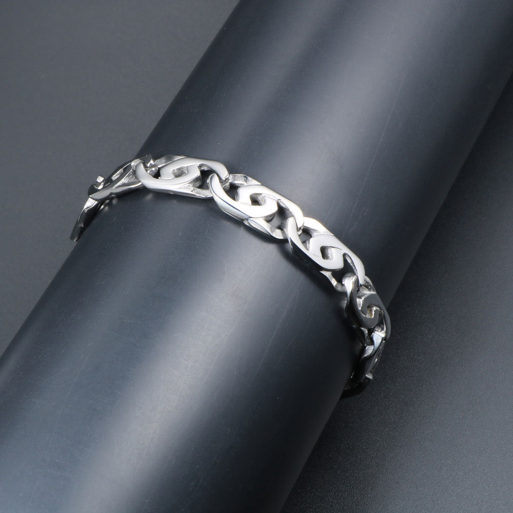 Edgy Titanium Steel Punk Bracelet for Men - Stylish Electronic Music Accessory