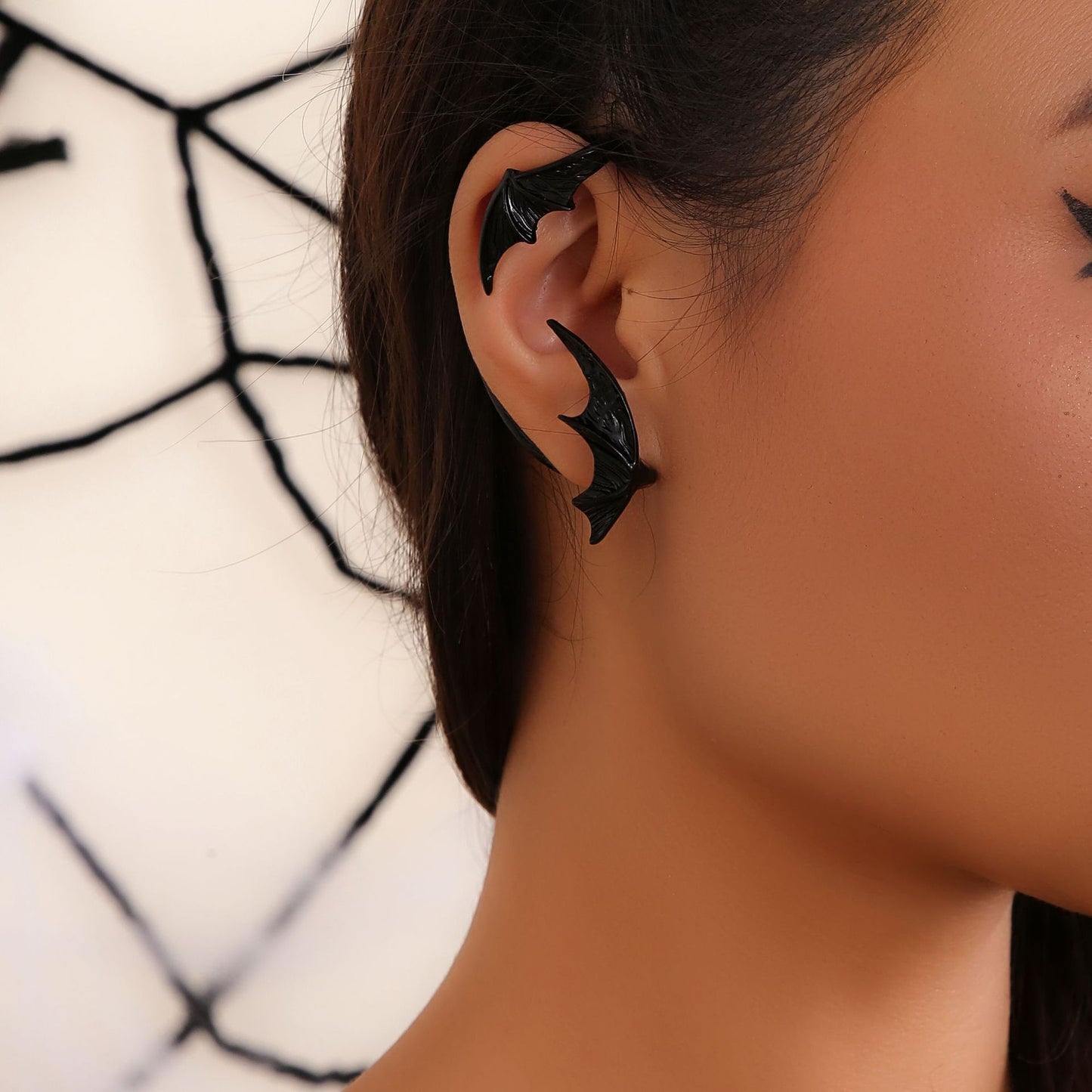 European and American Inspired Cyberpunk Halloween Demon Earrings with Bat Wing Design