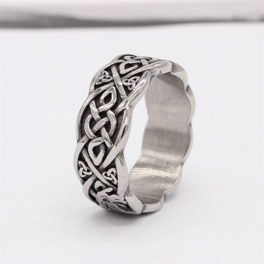 Vintage Viking Celtic Pattern Titanium Steel Ring for Men