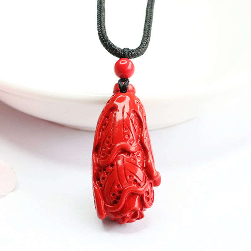 Red Sand Cabbage Pendant, Sterling Silver Cinnabar Stone Pendant