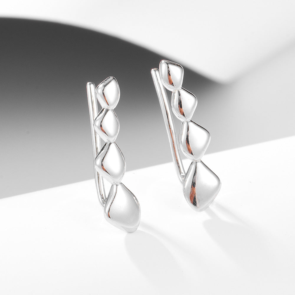 Pea Pod Silver Hook Earrings