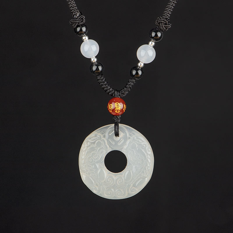 Agate Pixiu Pendant for Attracting Fortune and Peace - Unisex Retro Long Necklace Gift