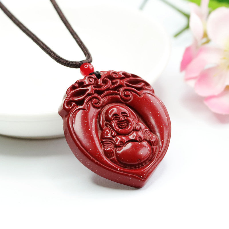 Cinnabar Pendant A Buddha in Heart Pendant