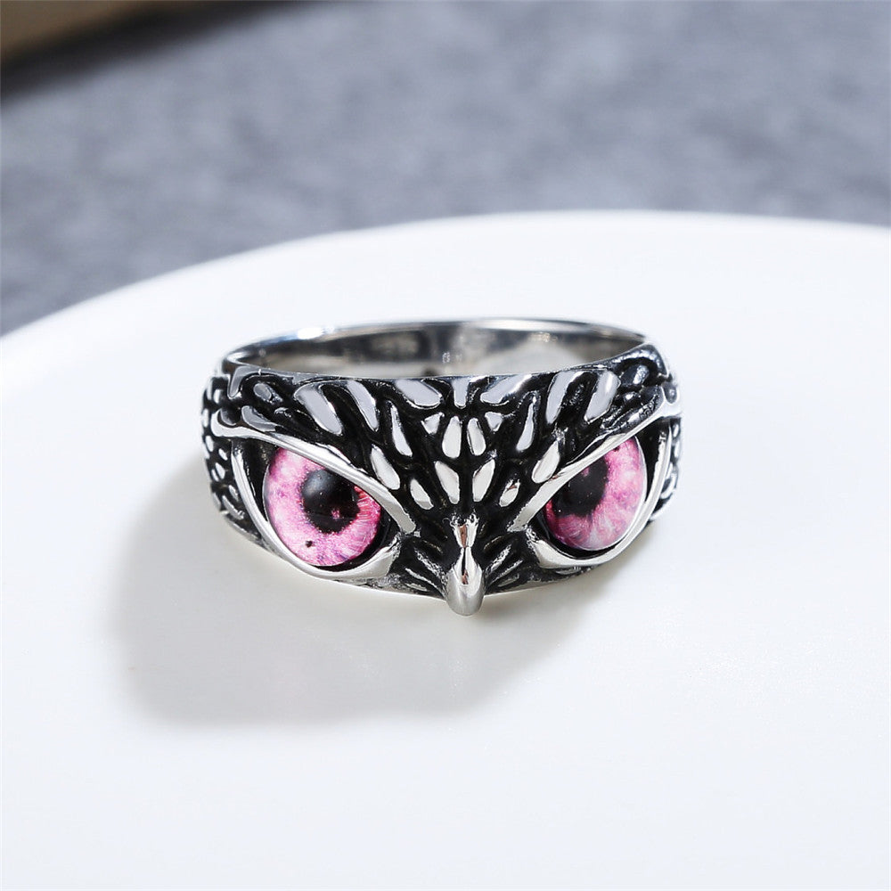 Personality Vintage Halloween Owl Titanium Steel Ring for Men