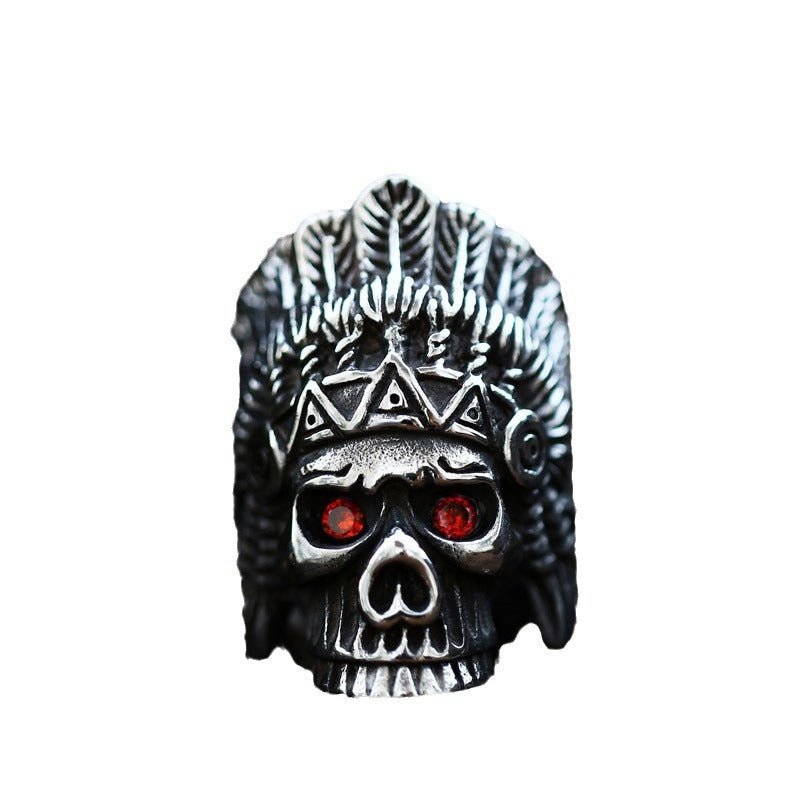 Punk-Inspired Titanium Steel Skull Ring for Men - Retro European and American Style Wholesale Jewelry