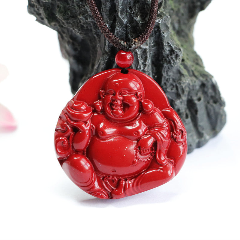 Serenity Buddha Jewelry - Sterling Silver Cinnabar Stone Pendant