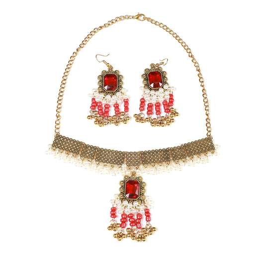 Savanna Rhythms Cross Border Gemstone Tassel Necklace Set