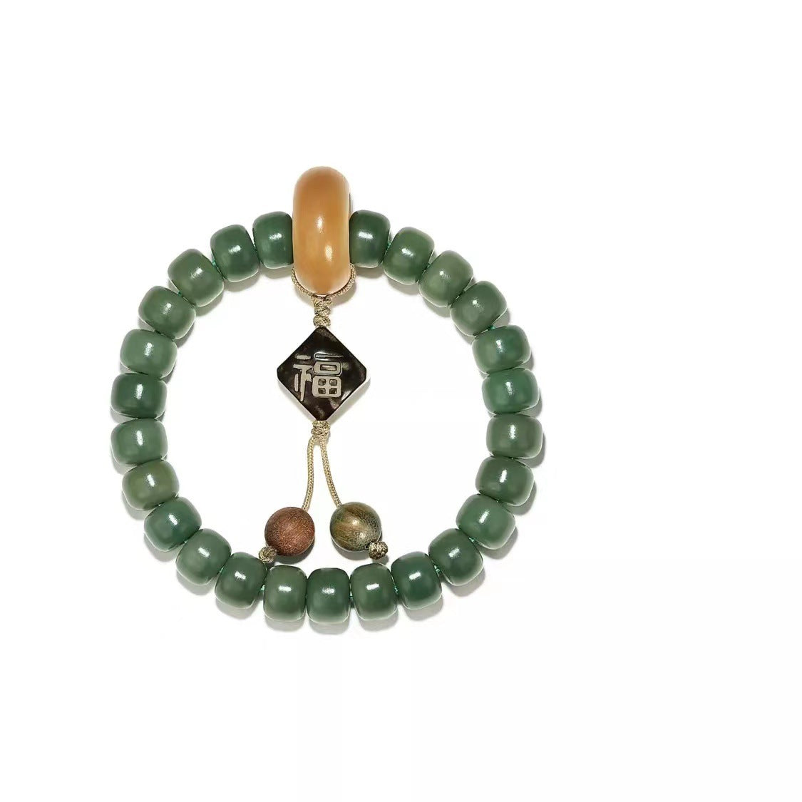 Fortune's Favor Sterling Silver Jade Bracelet with Blessing Pendant