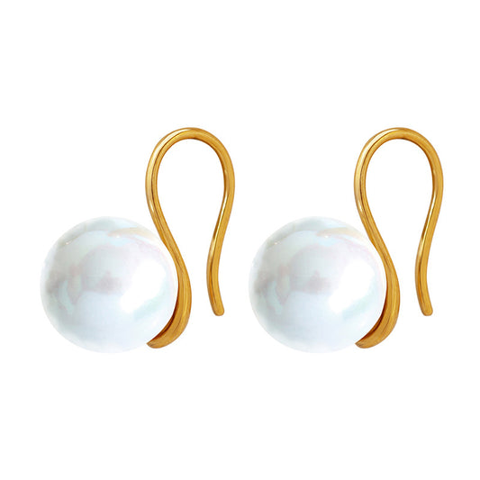 Elegant 18k Gold Plated Geometric Earrings with Imitation Pearls