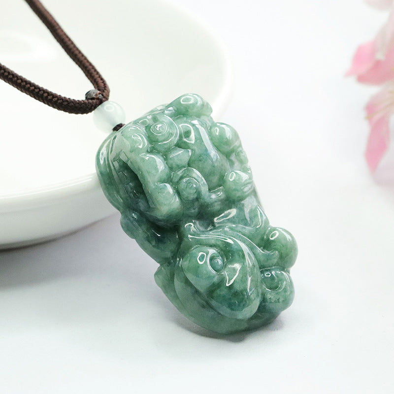 Jade Fortune Pixiu Sterling Silver Pendant