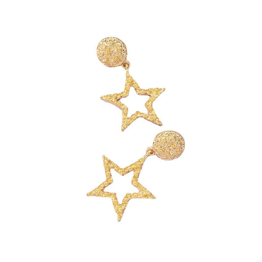 Shiny Metal Pentastar Earrings - Vienna Verve Collection