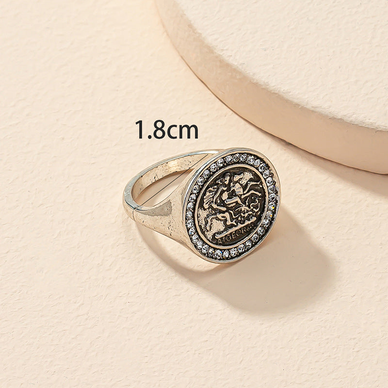 Vintage Gold Coin Index Finger Ring - Retro Cold Wind Design