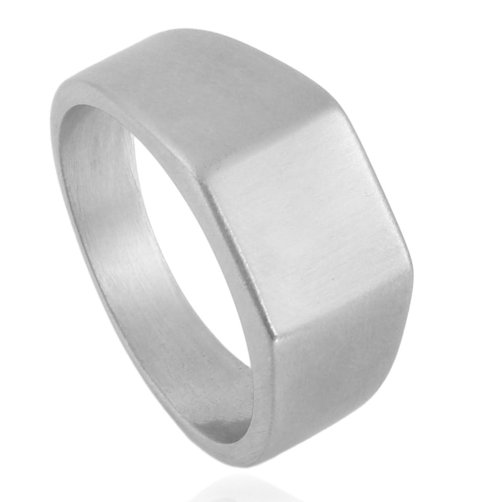 Stylish Titanium Steel Square Rings for Trendy Men and Women - Versatile Fashion Accessory