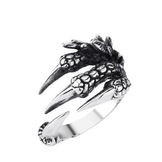 Customizable Titanium Steel Men's Retro Pterosaur Claw Open Ring - European and American Jewelry Wholesale