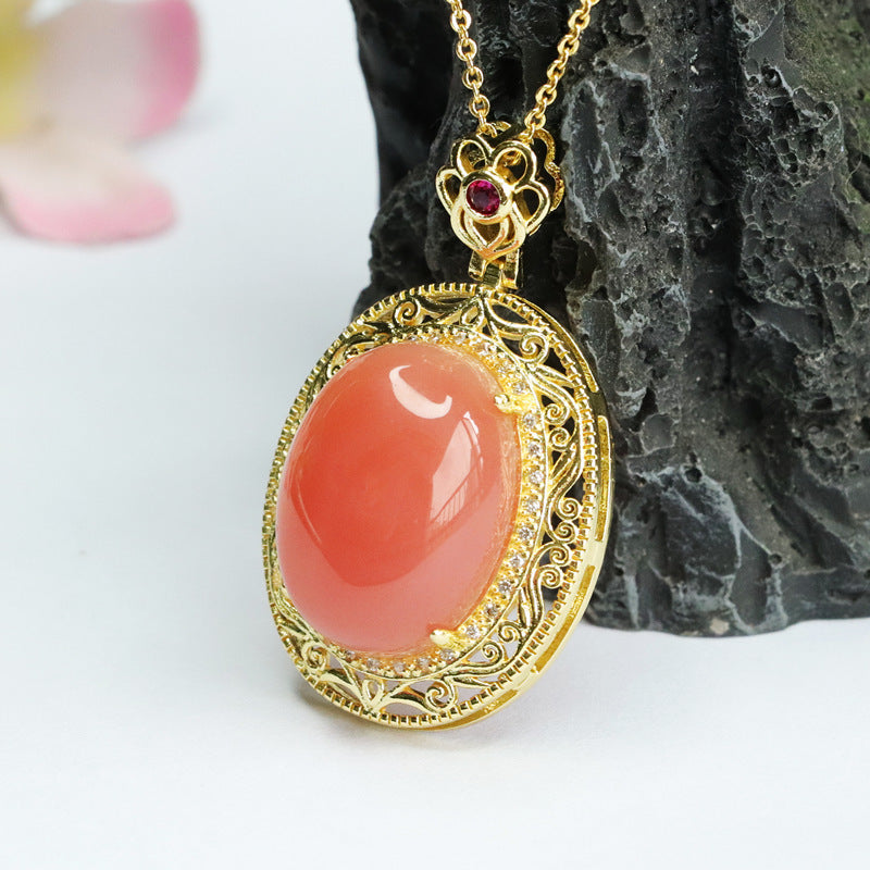 Pigeon Egg Agate Pendant Sterling Silver Necklace from the Fortune's Favor Collection