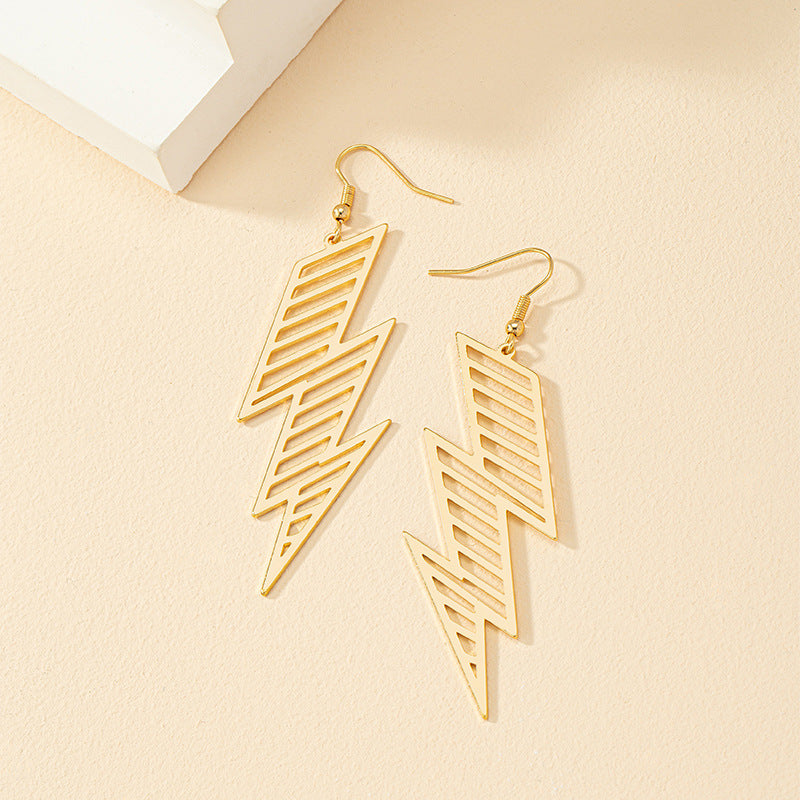 Geometric Lightning Hollow Earrings - Vienna Verve Collection