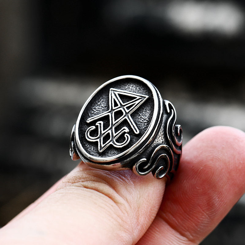 Men's Vintage Titanium Steel Devil's Ring - Unique Cross-Border Stainless Steel Jewelry