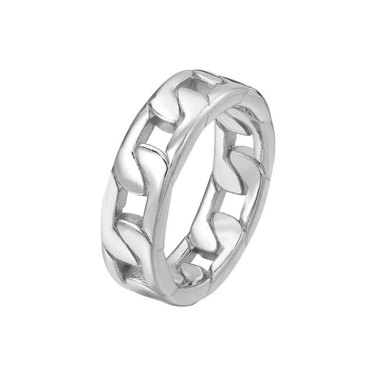 Everyday Genie Titanium Steel Ring with Cold Wind Chain Design