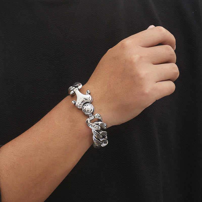 Titanium Steel Egyptian Pattern Bracelet for Men - Punk Retro Domineering Design