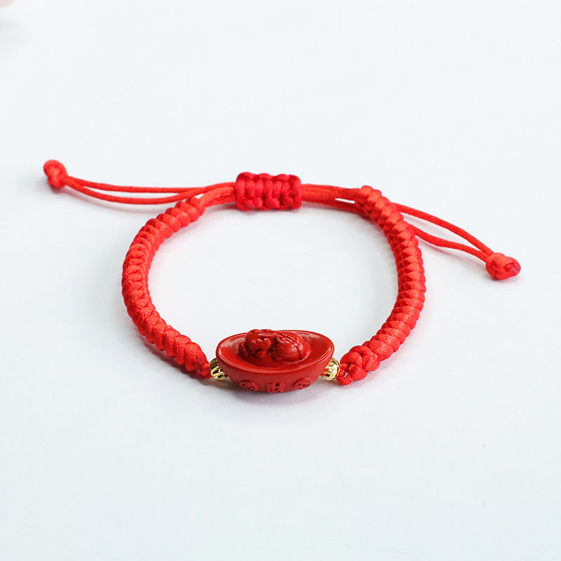 Red Cinnabar Stone Sterling Silver Bracelet