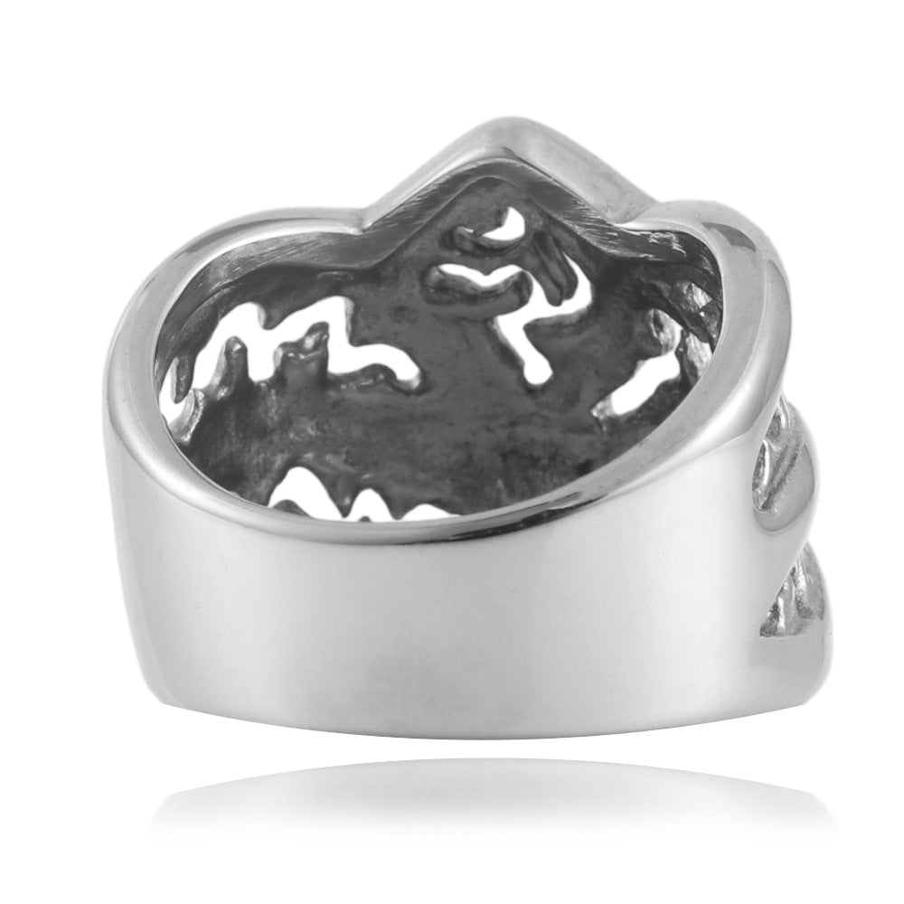 Versatile Titanium Steel Lion Dance Ring for Men and Women - Fashionable Animal Design