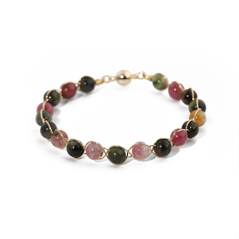 Elegant Sterling Silver Tourmaline Bracelet with Magnetic Buckle